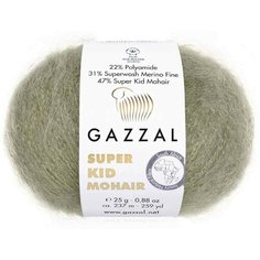 Пряжа Gazzal Super Kid Mohair серобежевый (64407), 31%меринос/47%супер кид мохер/22%полиамид, 237м, 25г, 2шт