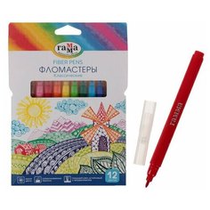 Фломастеры 12 цветов, "Классические" Нет бренда