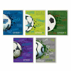 Тетрадь общая А5,48л, клетка, скреп, футбол,5шт/уп,7-48-1182/5, 1734791 Альт