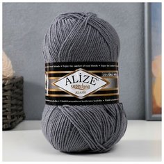 Пряжа "Superlana Klasik" 25% шерсть, 75% акрил 280м/100гр (87 угольно-серый) Alize