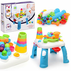 Столик развивающий "Веселые игры" (цвет синий) в коробке Abero