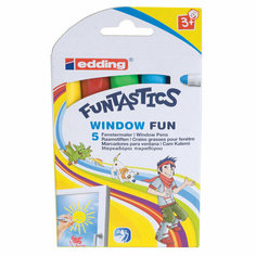 Набор фломастеров цветных edding 17 Funtastics, для ткани, 2-3 мм, 5 цветов, картонная коробка 5 цветов