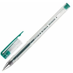 Ручка гелевая STAFF "Basic" GP-789, зеленая, корпус прозрачный, хромированные детали, узел 0,5 мм, линия письма 0,35 мм, 142791