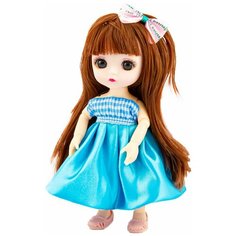Шарнирная кукла Muliy в голубом наряде с бантом 16 см Walala Girl