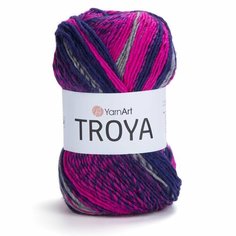 Пряжа YARNART Troya YarnArt, фуксия/синий - 2112, 22% шерсть, 78% акрил, 5 мотков, 100 г, 250 м.