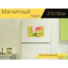 Магнитный пазл "Розы, розовый, цветок" на холодильник 27 x 18 см. Lots Prints