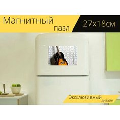 Магнитный пазл "Гитара, музыка, инструмент" на холодильник 27 x 18 см. Lots Prints