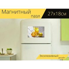 Магнитный пазл "Фруктовый сок, сочный цитрус, лимон" на холодильник 27 x 18 см. Lots Prints