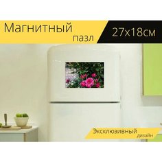 Магнитный пазл "Розы, цветы, завод" на холодильник 27 x 18 см. Lots Prints