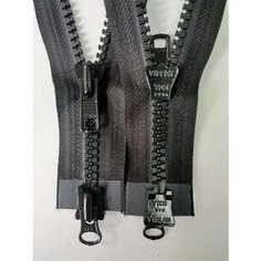 Застежка-молния разъемная, черная. YKK. Тип 8. Длина 80 см. 2 разных бегунка. Трактор