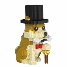 Конструктор 3Д из миниблоков RTOY Собака интеллигент в шляпе, 1000 деталей - WL9148