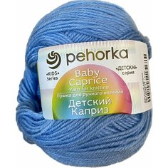 Пряжа Пехорка Детский каприз, № 05 - голубой, 4 мотка, 50 гр, 225 м, 50% шерсть 50% фибра