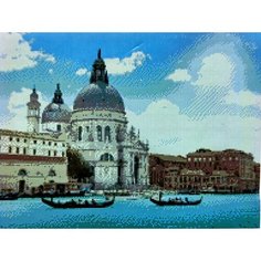 Алмазная мозаика "Морской пейзаж Италии" 40x50 см Санторини, венеция, гондолы, лодка, река, канал, маскарад, Kakadu