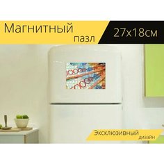 Магнитный пазл "Тенге, банкнота, деньги" на холодильник 27 x 18 см. Lots Prints