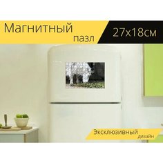 Магнитный пазл "Снежная коза, белая коза, коза" на холодильник 27 x 18 см. Lots Prints