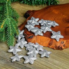 Фигурка для поделок и декора "Звезда", набор 15 шт, размер 1 шт. 3,5×3,5×2 см, цвет серебро