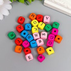 Бусины для творчества дерево "Алфавит на кубиках" набор 30 шт 1х1 см Россия