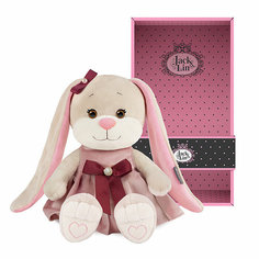 Зайка Лин в розовом бархатном платьице с бантиком, 20 см Maxitoys