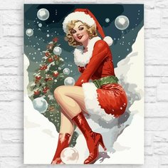 Картина по номерам на холсте новый год рождество (год дракона, девушка, пин-ап, эстетика) - 12755 40х30 Бруталити