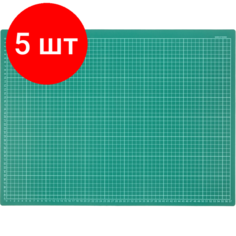 Комплект 5 штук, Коврик подкладка для резки Kw-Trio A2 600x450мм зеленый (9Z202)