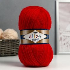 Пряжа "Angora real 40" 60% акрил, 40% шерсть 430м/100гр (56 красный) Alize