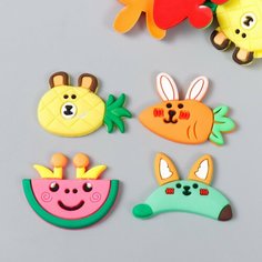 Декор для творчества резина "Фрукты с мордочками" набор 15 шт микс 2,5х3 см Россия