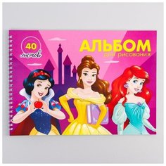 Альбом для рисования на гребне, А4, 40 листов, "Принцессы Дисней", Принцессы Нет бренда
