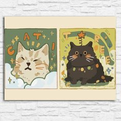 Картина по номерам на холсте новый год рождество (мемы, поздравления, котик, гирлянда) - 13051 40х30 Бруталити