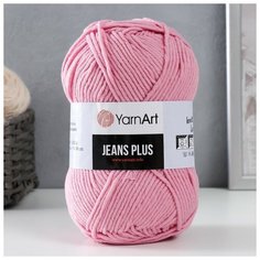 Пряжа "Jeans plus" 55% хлопок, 45% акрил 160м/100гр (36 розовый), 1шт Yarn Art
