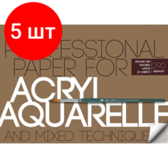 Комплект 5 штук, Бумага Блок-склейка для акварели и акрила А3.20л, блок 290гр 1-20-036 Bruno Visconti