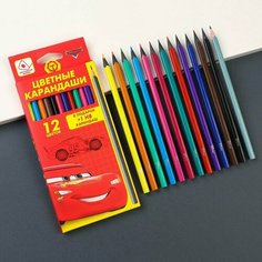 Карандаши цветные 12 цветов "Тачки" + чернографитный карандаш, Тачки Disney