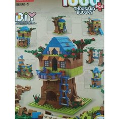 Конструктор LELEBROTHER 1000 деталей/6 в 1 Домик, дерево, шалаш/качели/крепость/ нет