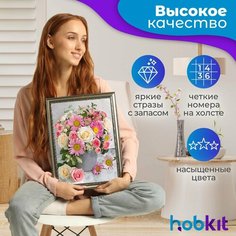 Алмазная мозаика HOBKIT "Розы и герберы-2 30х40 " 40х30 размер холста,