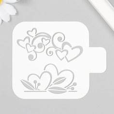 Трафарет "Сердечки" 9х9 см, 3 штуки Noname