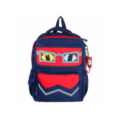 Рюкзак подростковый 40x30x14,5см, 1 отд, 4 карм, аппликации в форме лица, ножки, ПЭ, синий/красный не определен
