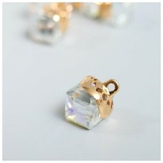 Декор для творчества стекло "Куб-кристалл" прозрачный голография набор 5 шт 0,8х0,8 см Арт Узор