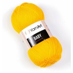 Пряжа YarnArt baby цвет 32 (ярко-желтый) 100% акрил, 50гр, 150м - 3 мотка