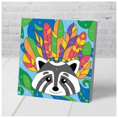 Картина по номерам "Енот в перьях" 15х15 см Pro Market