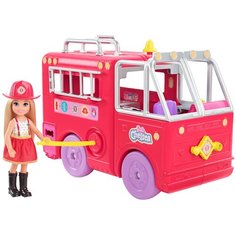 Игровой набор Barbie Челси и пожарная машина, HCK73 коралловый