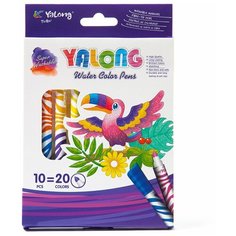 Yalong Фломастеры двухсторонние "Parrot" 10шт. 20 цветов (YL18009-10)