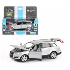 Машинка игрушка Audi Q7, металлическая, ТМ "Автопанорама", масштаб 1:32, цвет серебряный, инерция, свет, звук, откр. Двери
