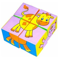 Набор развивающих мягких кубиков "Собери картинку. Животные 2" Нет бренда