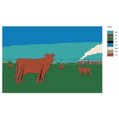 Картина по номерам X-925 "Поле деревянныx коров" 70x110 Brushes Paints