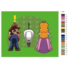 Картина по номерам Y-678 "Super Mario (супер Марио). Неожиданный сюрприз Принцессы Пич постигший Марио" 80x100 Brushes Paints