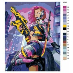 Картина по номерам V-249 "Киберпанк Cyberpunk 2077. Valerie (V) (женская ипостась)", 70x90 см Brushes Paints