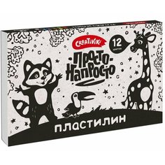 Пластилин 12 цветов Creativiki "Просто-Напросто", 144г, без стека