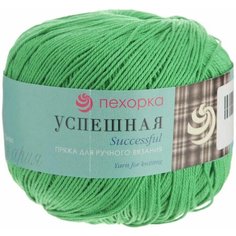 Пряжа Пехорка Успешная ярко-зеленый (480), 100%мерсеризованный хлопок, 220м, 50г, 1шт