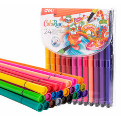 Фломастеры Deli EC157-24 ColoRun 24цв. пакет с европодвесом 12 шт.