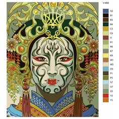 Картина по номерам V-493 "Японская женщина гейша", 70x90 см Brushes Paints