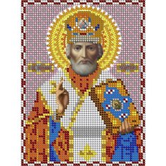 Набор для вышивания "Светлица" чешский бисер, икона "Святой Николай Чудотворец", 12х16 см